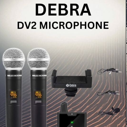 Debra DV2 wireless mic system — dual-channel, great for interviews.